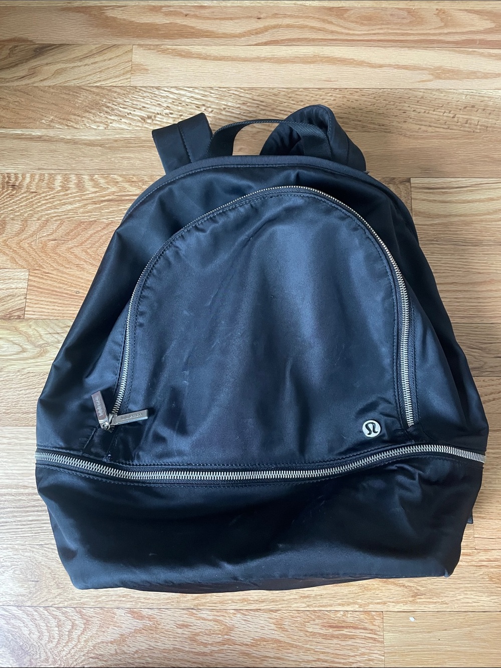 lululemon athletica Black Nylon Backpack with Silver Zippers